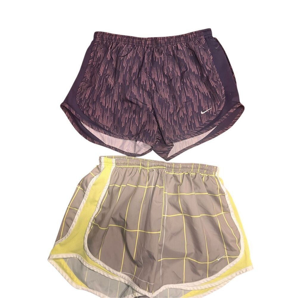 2 Nike drifit woman’s medium shorts purple green swimming hiking camping